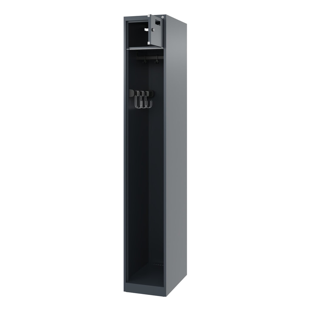 Productafbeelding nr. 1: C+P brandweerkast PRAKTUS, vloerglijders, 1 compartiment, hxbxd 1.850 x 300 x 500 mm, antracietgrijs