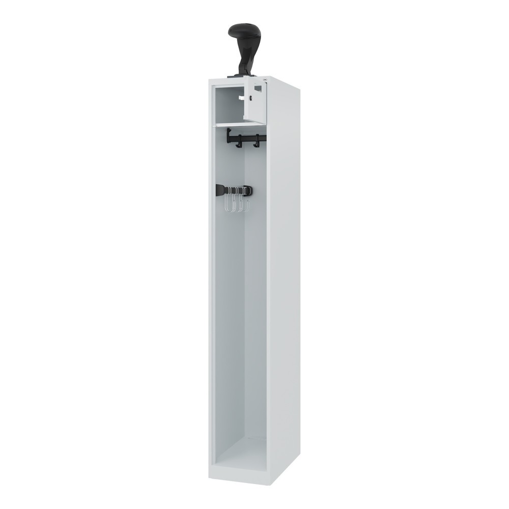 Productafbeelding nr. 1: C+P brandweerkast PRAKTUS, vloerglijders, 1 compartiment, hxbxd 1.850 x 300 x 500 mm, lichtgrijs, met helmhouder
