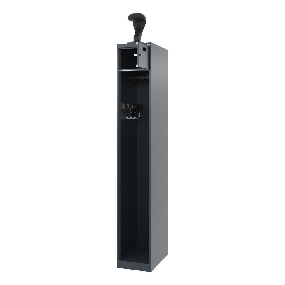 Product afbeelding: C+P brandweerkast PRAKTUS, vloerglijders, 1 compartiment, hxbxd 1.850 x 300 x 500 mm, antracietgrijs, met helmhouder