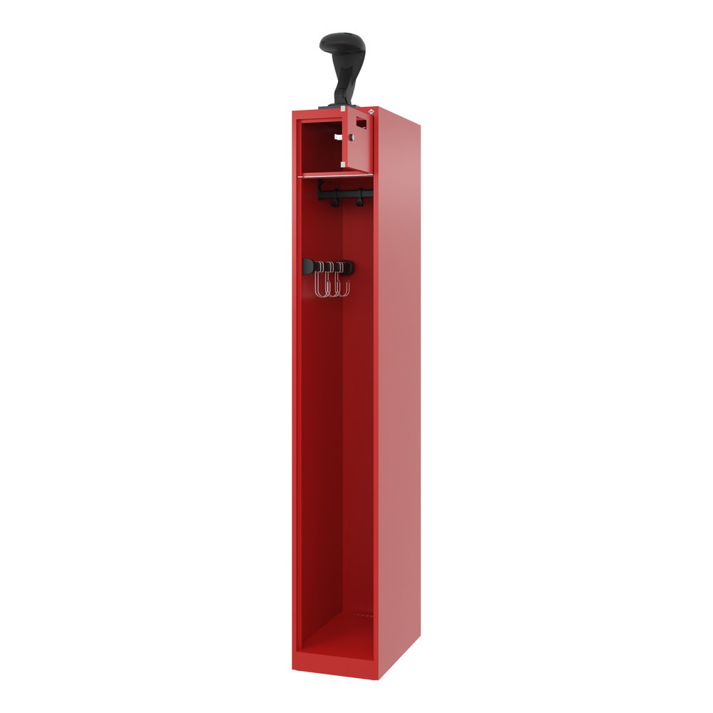 Product afbeelding: C+P brandweerkast PRAKTUS, vloerglijders, 1 compartiment, hxbxd 1.850 x 300 x 500 mm, vuurrood, met helmhouder