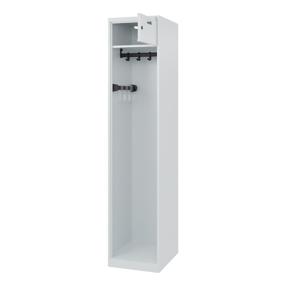 Product afbeelding: C+P brandweerkast PRAKTUS, vloerglijders, 1 compartiment, hxbxd 1.850 x 400 x 500 mm, lichtgrijs