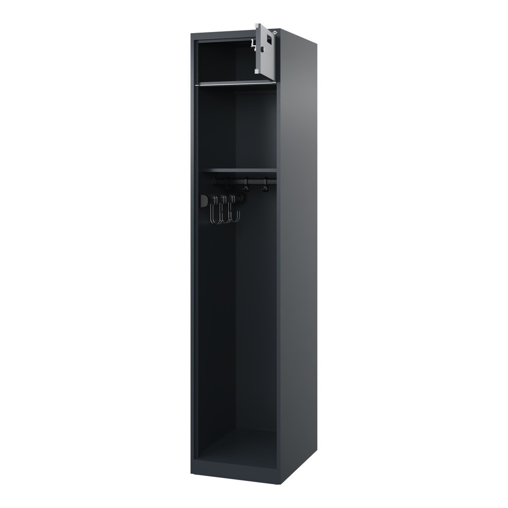 Product afbeelding: C+P brandweerkast PRAKTUS, vloerglijders, 1 compartiment, hxbxd 1.850 x 400 x 500 mm, antracietgrijs, verkorte helmbasis