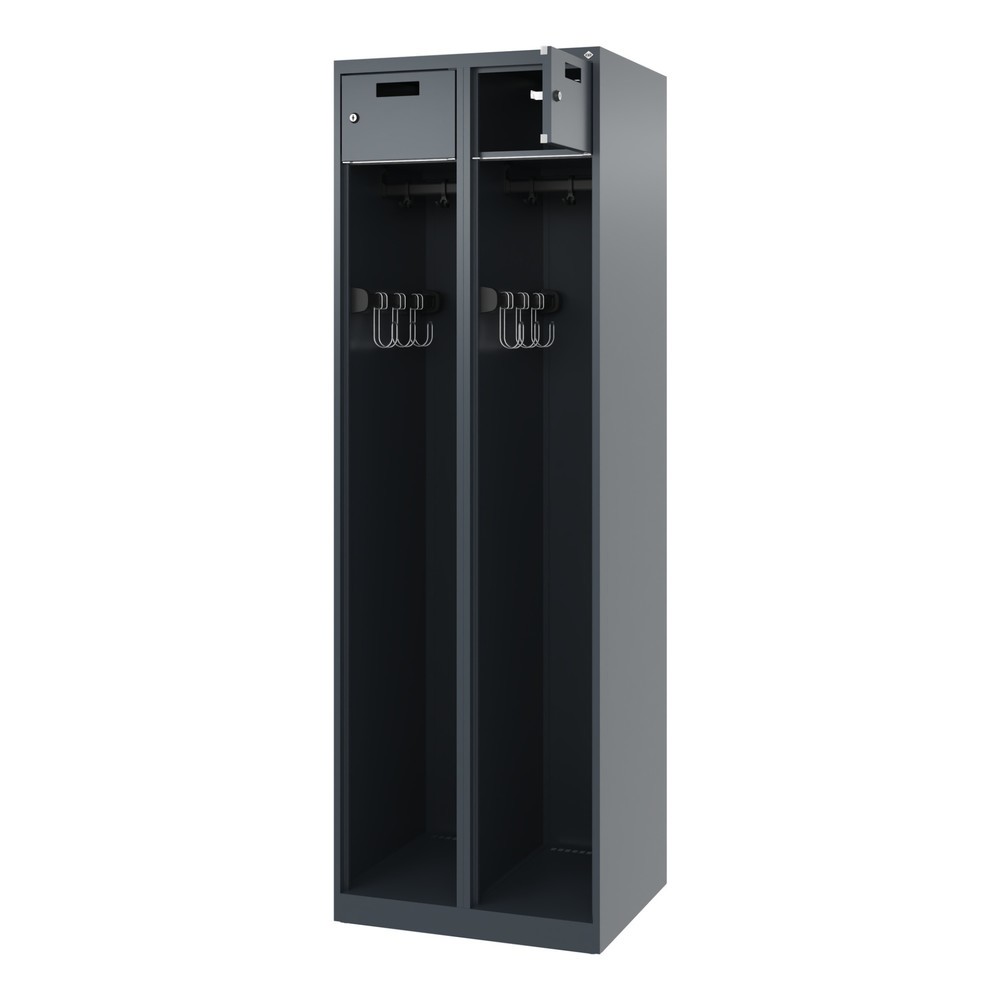 Product afbeelding: C+P brandweerkast PRAKTUS, vloerglijders, 2 compartimenten, hxbxd 1.850 x 600 x 500 mm, antracietgrijs