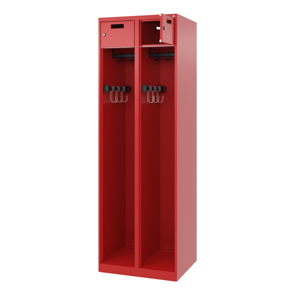 Product afbeelding: C+P brandweerkast PRAKTUS, vloerglijders, 2 compartimenten, hxbxd 1.850 x 600 x 500 mm, vuurrood