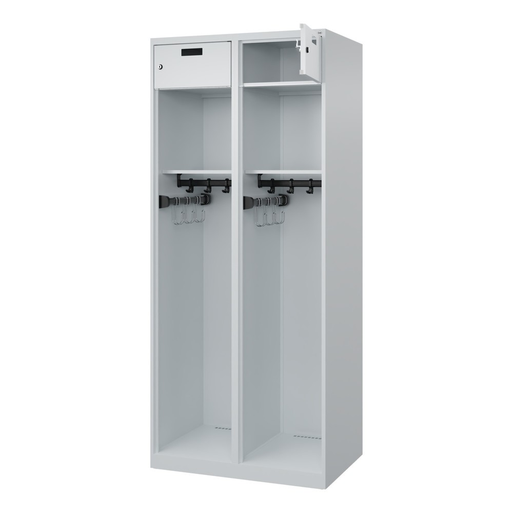 Product afbeelding: C+P brandweerkast PRAKTUS, vloerglijders, 2 compartimenten, hxbxd 1.850 x 800 x 500 mm, lichtgrijs