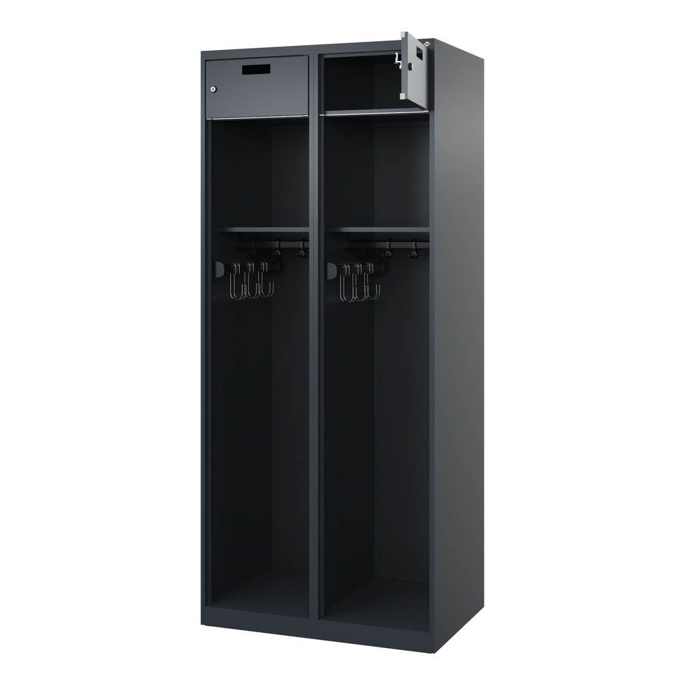 Product afbeelding: C+P brandweerkast PRAKTUS, vloerglijders, 2 compartimenten, hxbxd 1.850 x 800 x 500 mm, antracietgrijs