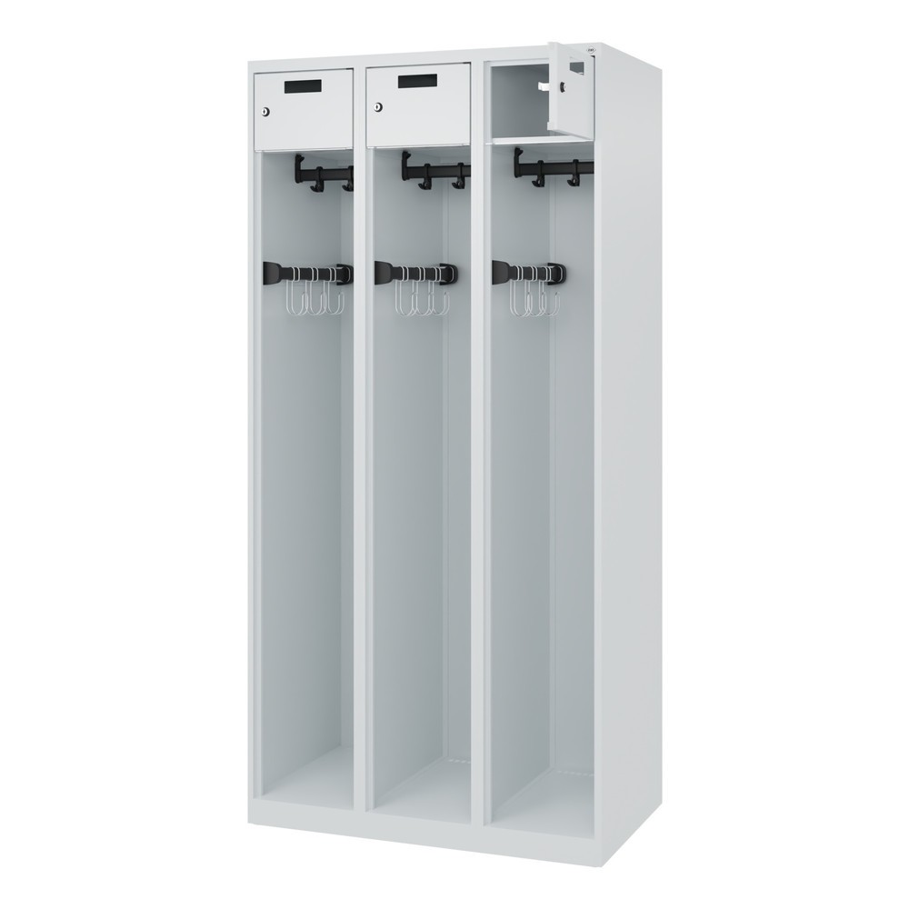 Product afbeelding: C+P brandweerkast PRAKTUS, vloerglijders, 3 compartimenten, hxbxd 1.850 x 900 x 500 mm, lichtgrijs