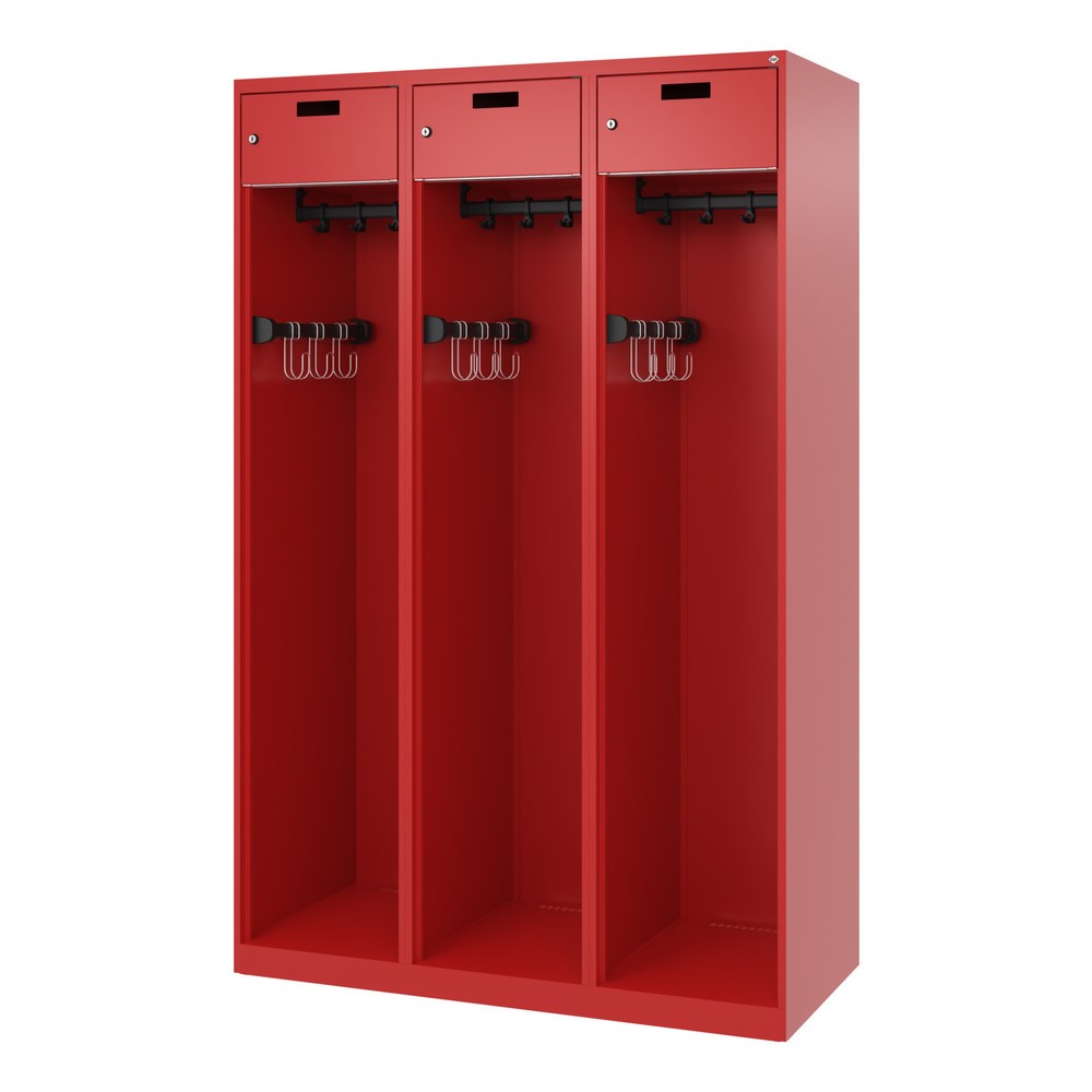 Productafbeelding nr. 5: C+P brandweerkast PRAKTUS, vloerglijders, 3 compartimenten, hxbxd 1.850 x 1.200 x 500 mm, vuurrood