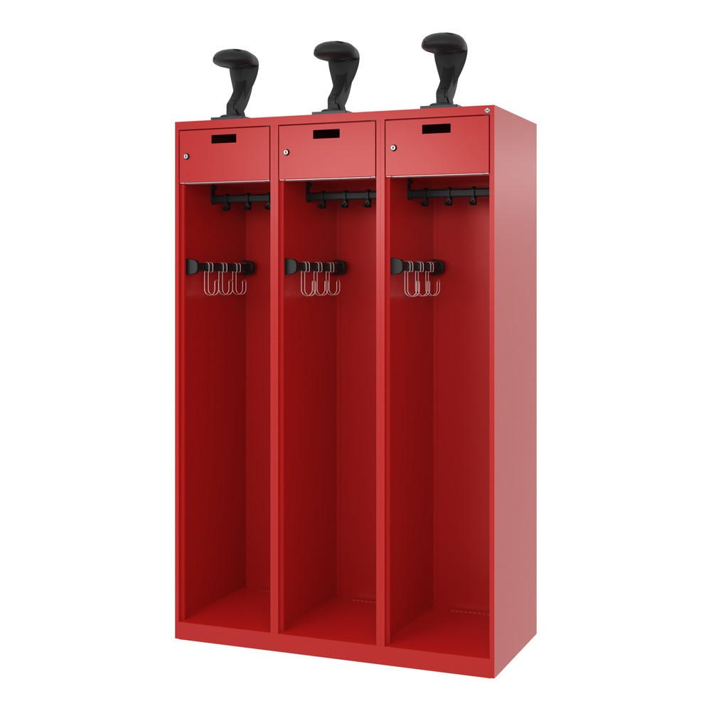 Productafbeelding nr. 5: C+P brandweerkast PRAKTUS, vloerglijders, 3 compartimenten, hxbxd 1.850 x 1.200 x 500 mm, vuurrood, met helmhouder