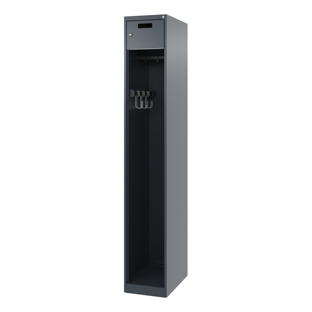 C+P brandweerkast PRAKTUS, vloerglijders, 1 compartiment, hxbxd 1.850 x 300 x 500 mm, antracietgrijs Productafbeelding nr. 5: C+P brandweerkast PRAKTUS, vloerglijders, 1 compartiment, hxbxd 1.850 x 300 x 500 mm, antracietgrijs