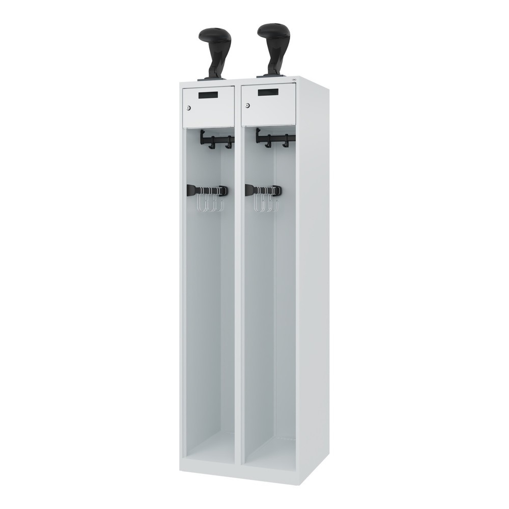 Productafbeelding nr. 5: C+P brandweerkast PRAKTUS, vloerglijders, 2 compartimenten, hxbxd 1.850 x 600 x 500 mm, lichtgrijs, met helmhouder