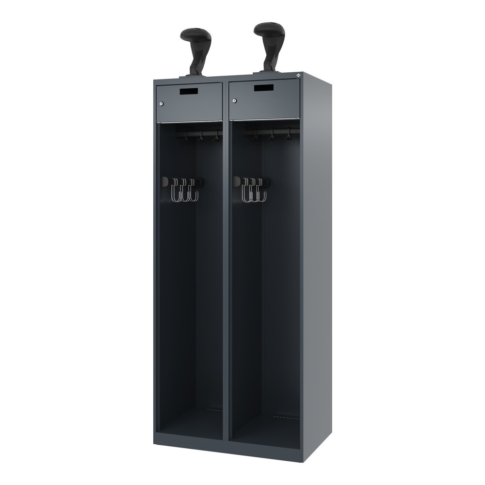 Productafbeelding nr. 5: C+P brandweerkast PRAKTUS, vloerglijders, 2 compartimenten, hxbxd 1.850 x 800 x 500 mm, antracietgrijs, met helmhouder