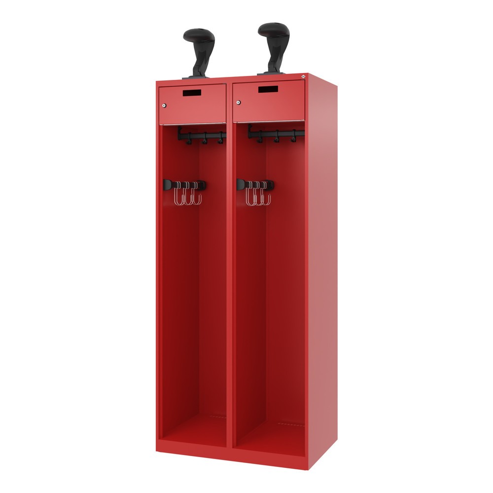 Productafbeelding nr. 5: C+P brandweerkast PRAKTUS, vloerglijders, 2 compartimenten, hxbxd 1.850 x 800 x 500 mm, vuurrood, met helmhouder