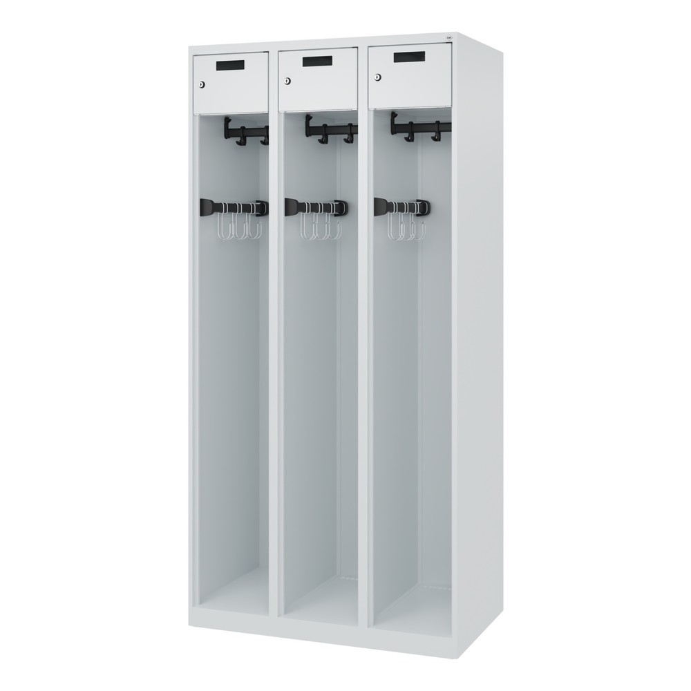 Productafbeelding nr. 5: C+P brandweerkast PRAKTUS, vloerglijders, 3 compartimenten, hxbxd 1.850 x 900 x 500 mm, lichtgrijs