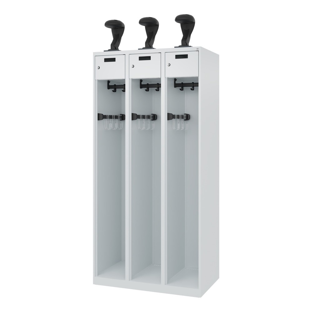 Productafbeelding nr. 5: C+P brandweerkast PRAKTUS, vloerglijders, 3 compartimenten, hxbxd 1.850 x 900 x 500 mm, lichtgrijs, met helmhouder