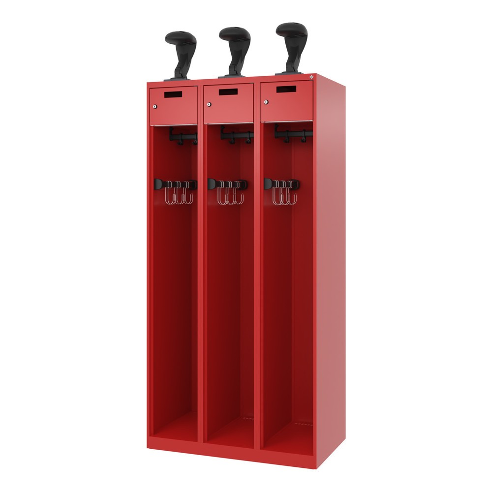 Productafbeelding nr. 5: C+P brandweerkast PRAKTUS, vloerglijders, 3 compartimenten, hxbxd 1.850 x 900 x 500 mm, vuurrood, met helmhouder
