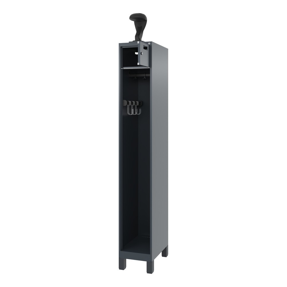 Product afbeelding: C+P brandweerkast PRAKTUS, voeten, 1 compartiment, hxbxd 1.850 x 300 x 500 mm, antracietgrijs, met helmhouder