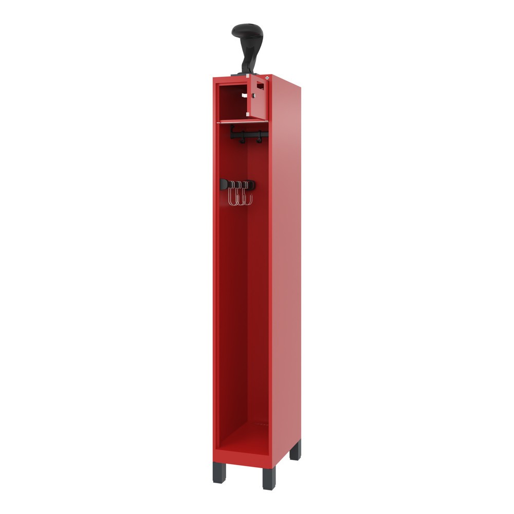 Productafbeelding nr. 1: C+P brandweerkast PRAKTUS, voeten, 1 compartiment, hxbxd 1.850 x 300 x 500 mm, vuurrood, met helmhouder