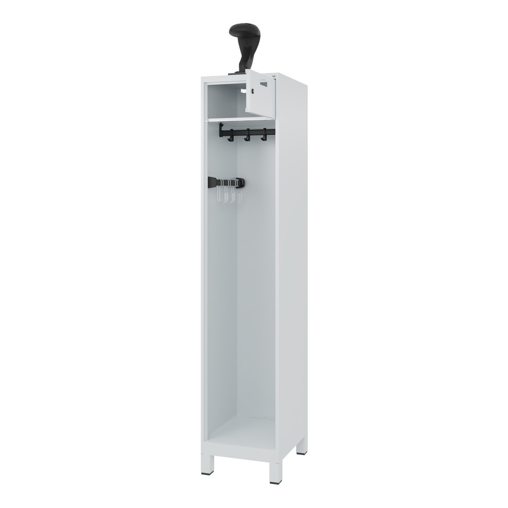 Productafbeelding nr. 1: C+P brandweerkast PRAKTUS, voeten, 1 compartiment, hxbxd 1.850 x 400 x 500 mm, lichtgrijs, met helmhouder