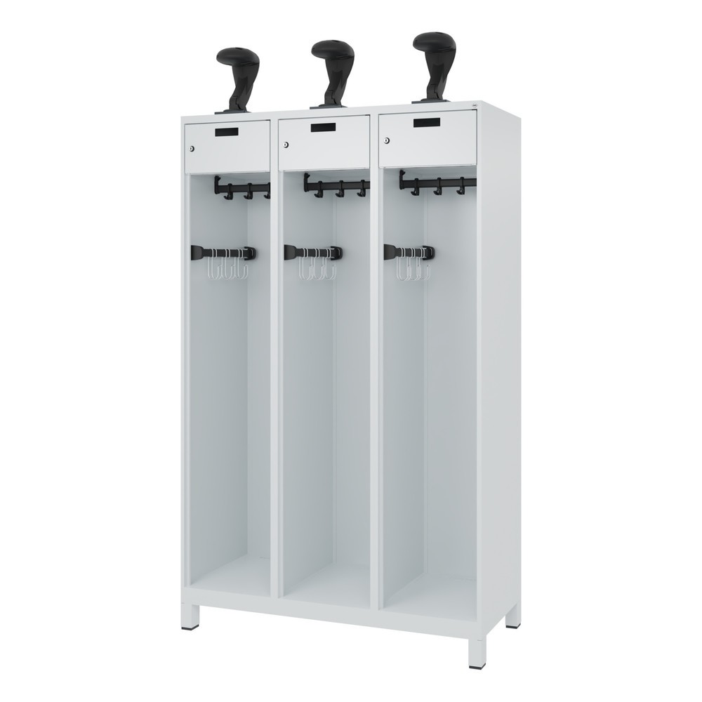 Productafbeelding nr. 5: C+P brandweerkast PRAKTUS, voeten, 3 compartimenten, hxbxd 1.850 x 1.200 x 500 mm, lichtgrijs, met helmhouder