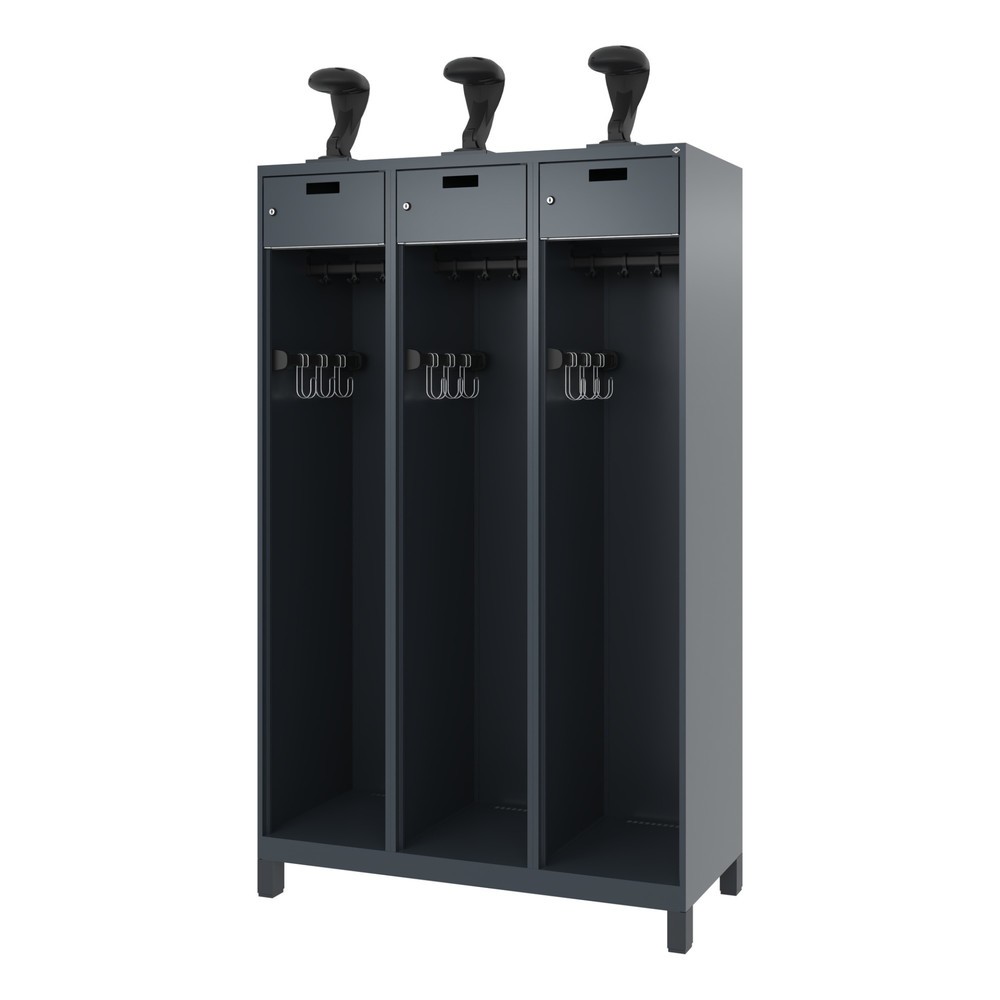 Productafbeelding nr. 5: C+P brandweerkast PRAKTUS, voeten, 3 compartimenten, hxbxd 1.850 x 1.200 x 500 mm, antracietgrijs, met helmhouder