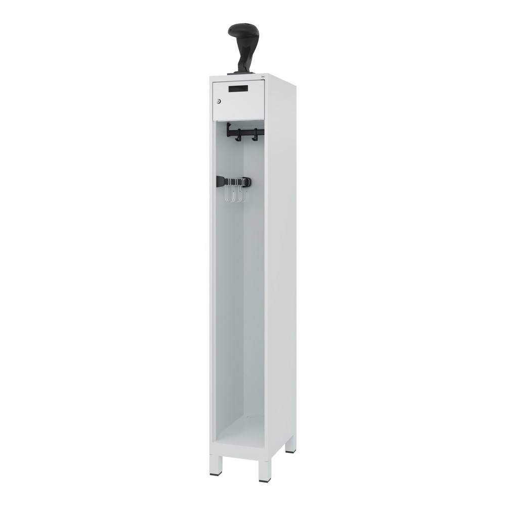 Productafbeelding nr. 5: C+P brandweerkast PRAKTUS, voeten, 1 compartiment, hxbxd 1.850 x 300 x 500 mm, lichtgrijs, met helmhouder