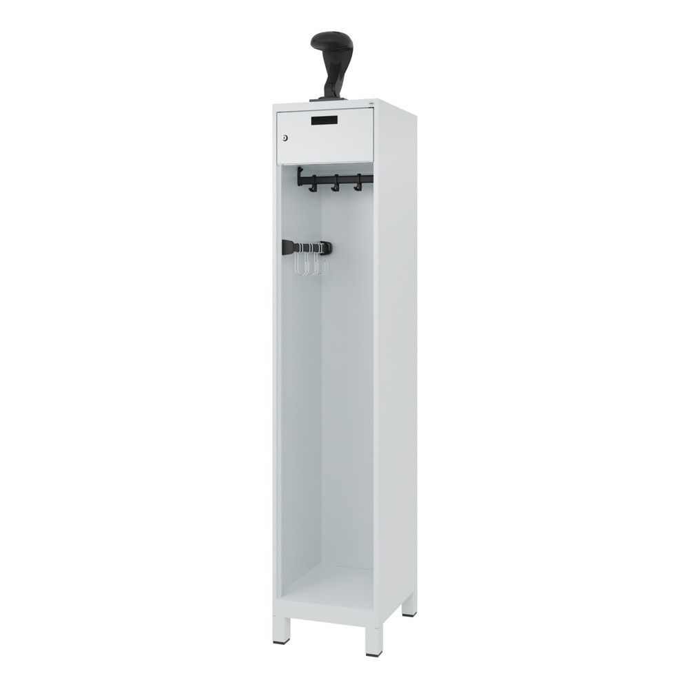 Productafbeelding nr. 5: C+P brandweerkast PRAKTUS, voeten, 1 compartiment, hxbxd 1.850 x 400 x 500 mm, lichtgrijs, met helmhouder