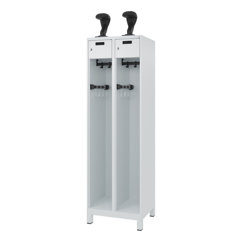 Productafbeelding nr. 5: C+P brandweerkast PRAKTUS, voeten, 2 compartimenten, hxbxd 1.850 x 600 x 500 mm, lichtgrijs, met helmhouder