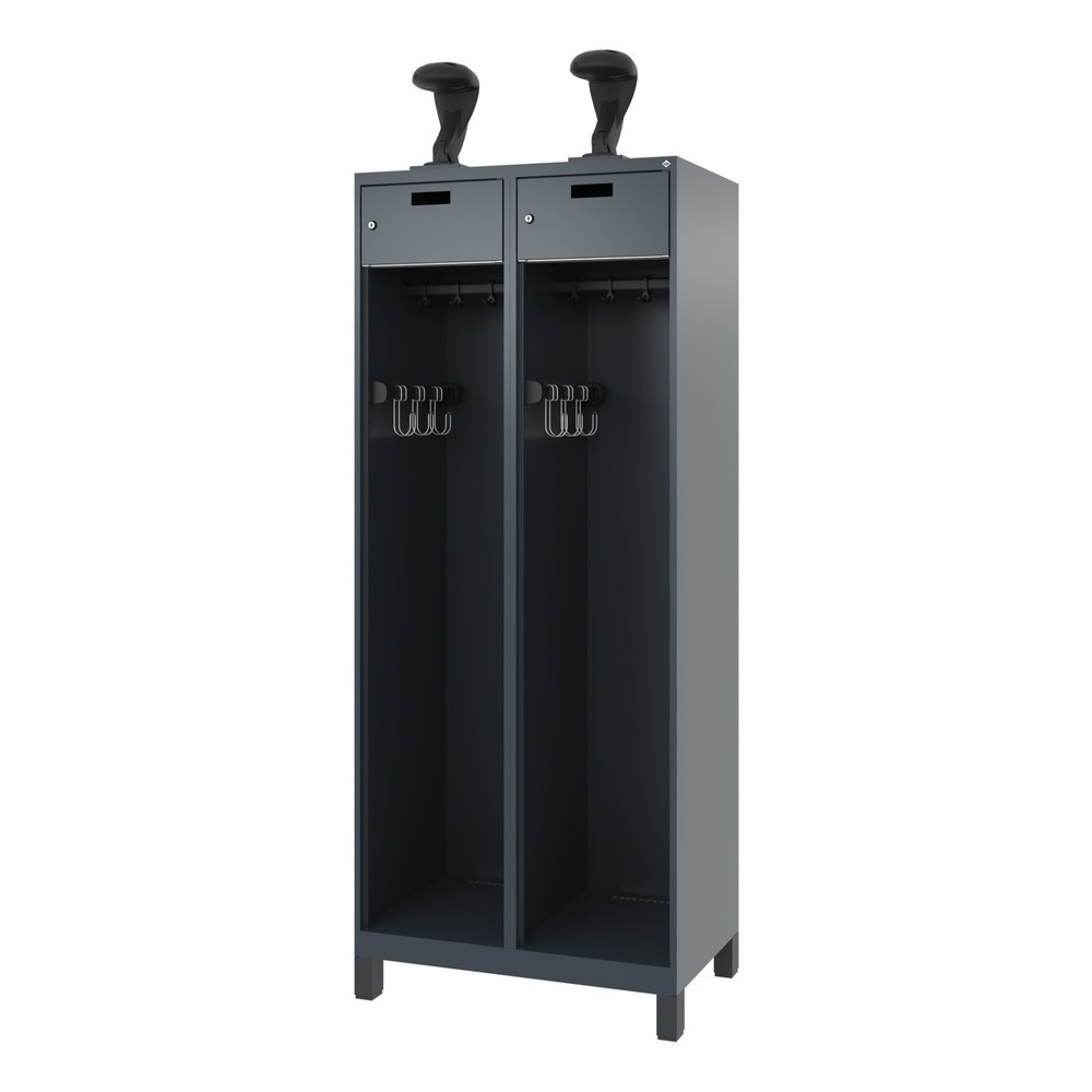 Productafbeelding nr. 5: C+P brandweerkast PRAKTUS, voeten, 2 compartimenten, hxbxd 1.850 x 800 x 500 mm, antracietgrijs, met helmhouder