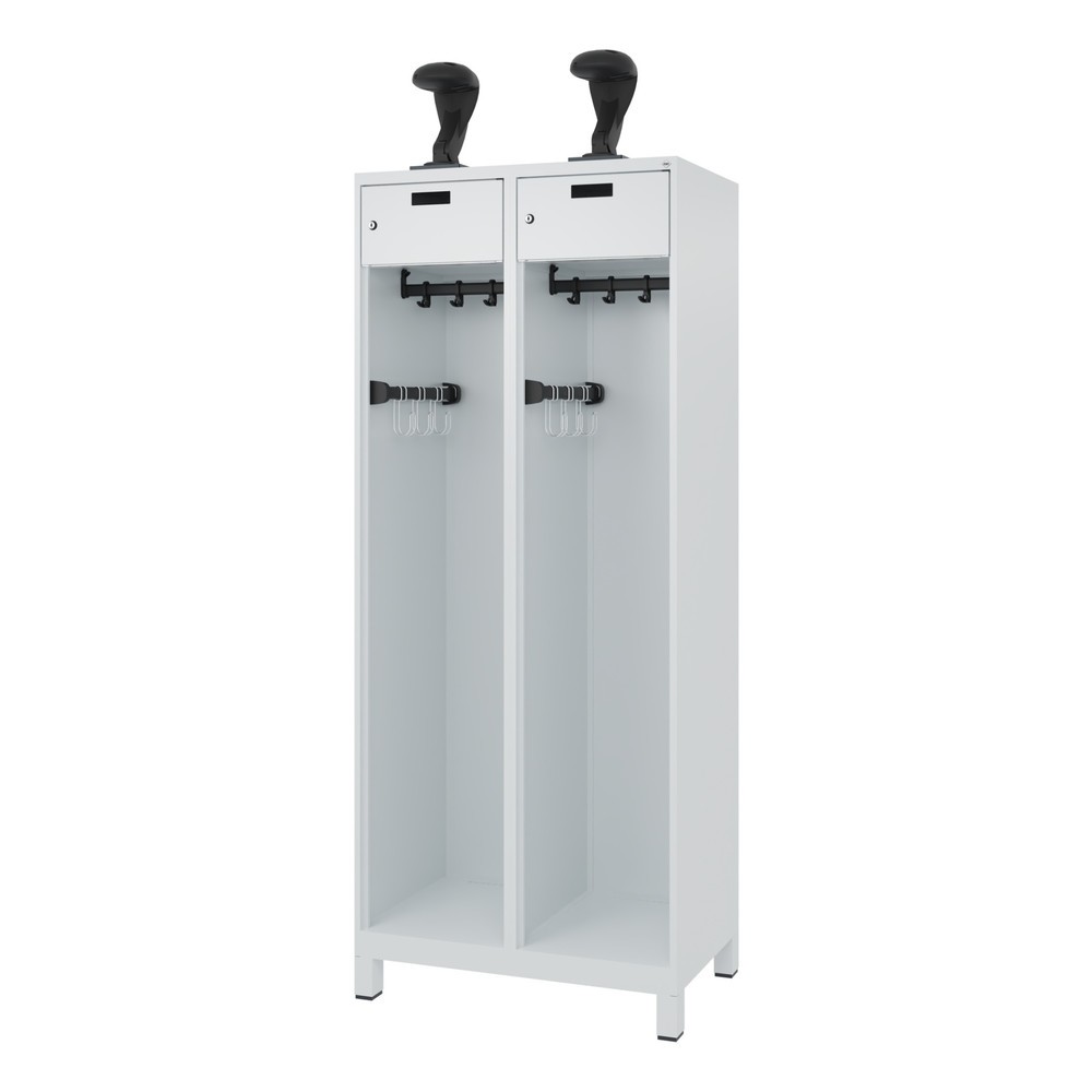 Productafbeelding nr. 5: C+P brandweerkast PRAKTUS, voeten, 2 compartimenten, hxbxd 1.850 x 800 x 500 mm, lichtgrijs, met helmhouder