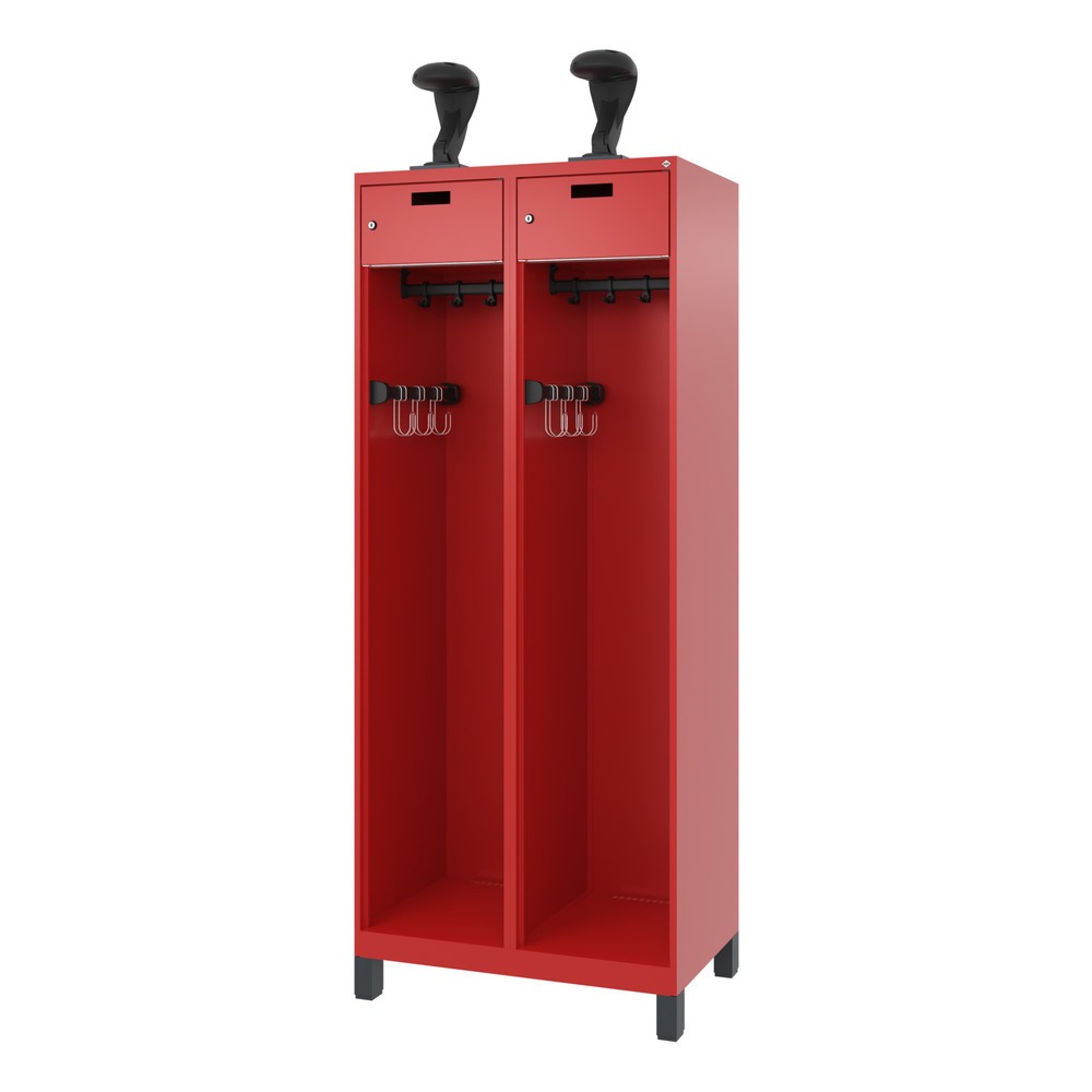 Productafbeelding nr. 5: C+P brandweerkast PRAKTUS, voeten, 2 compartimenten, hxbxd 1.850 x 800 x 500 mm, vuurrood, met helmhouder
