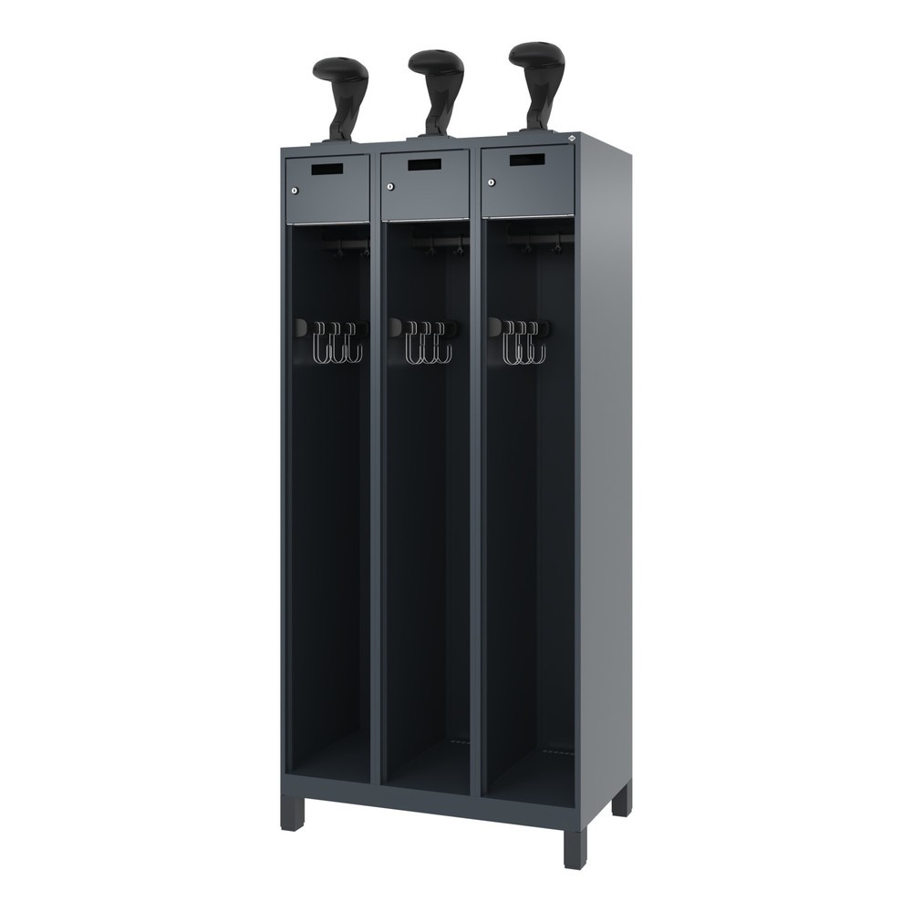 Productafbeelding nr. 5: C+P brandweerkast PRAKTUS, voeten, 3 compartimenten, hxbxd 1.850 x 900 x 500 mm, antracietgrijs, met helmhouder