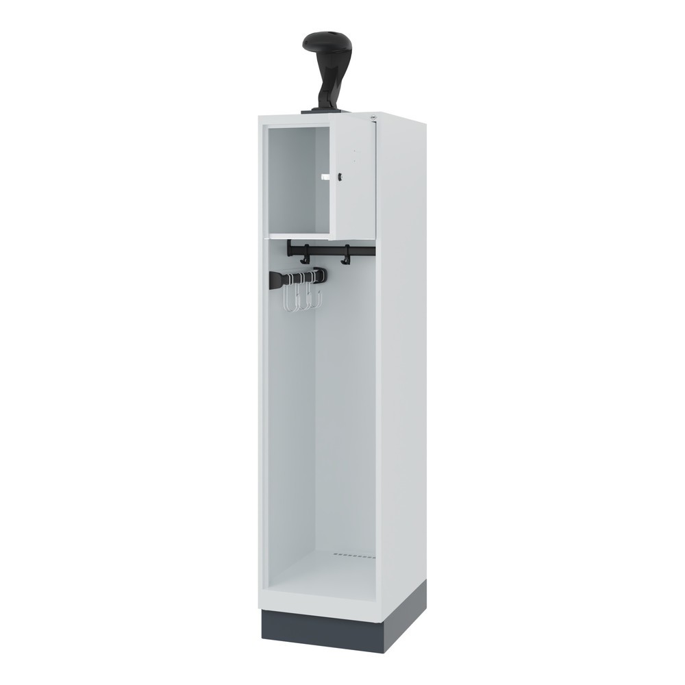 Product afbeelding: C+P brandweerkast YOUNGSTER, sokkel, 1 compartiment, hxbxd 1.530 x 400 x 500 mm, lichtgrijs, met helmhouder