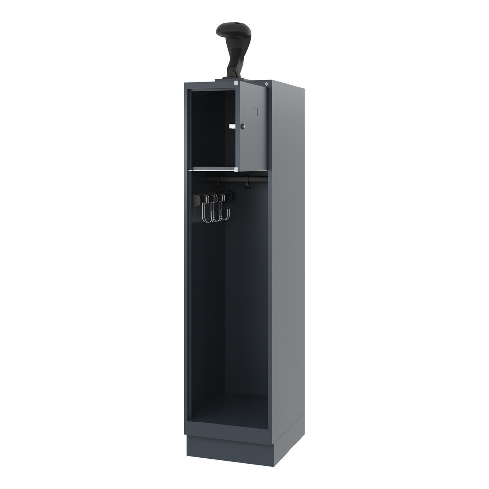 Product afbeelding: C+P brandweerkast YOUNGSTER, sokkel, 1 compartiment, hxbxd 1.530 x 400 x 500 mm, antracietgrijs, met helmhouder