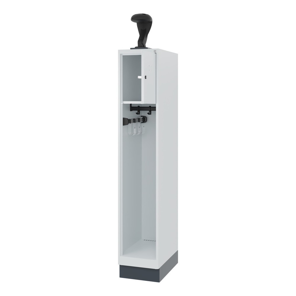 Product afbeelding: C+P brandweerkast YOUNGSTER, sokkel, 1 compartiment, hxbxd 1.530 x 300 x 500 mm, lichtgrijs, met helmhouder