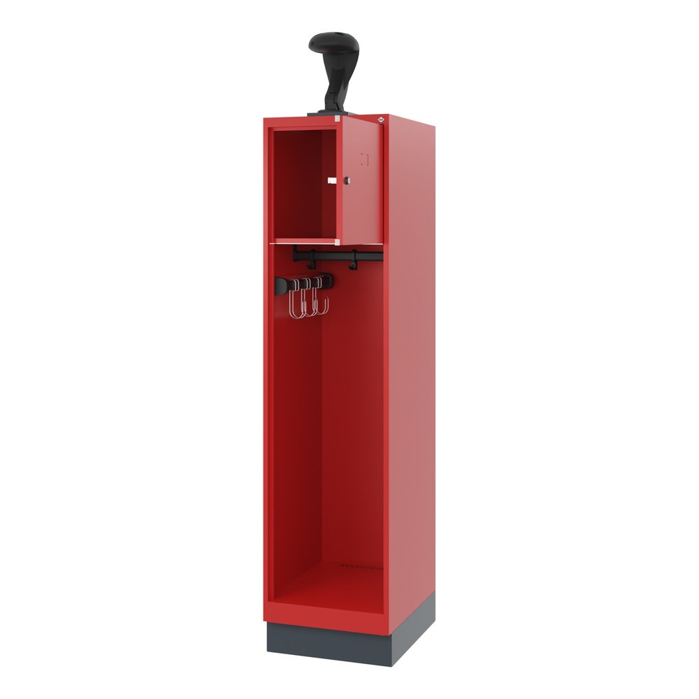 Product afbeelding: C+P brandweerkast YOUNGSTER, sokkel, 1 compartiment, hxbxd 1.530 x 400 x 500 mm, vuurrood, met helmhouder