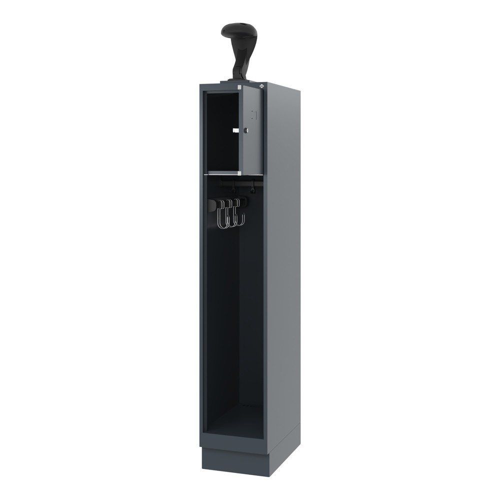 Product afbeelding: C+P brandweerkast YOUNGSTER, sokkel, 1 compartiment, hxbxd 1.530 x 300 x 500 mm, antracietgrijs, met helmhouder