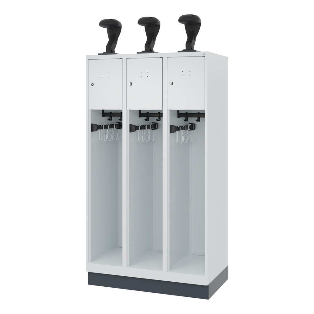 Productafbeelding nr. 5: C+P brandweerkast YOUNGSTER, sokkel, 3 compartimenten, hxbxd 1.530 x 900 x 500 mm, lichtgrijs, met helmhouder