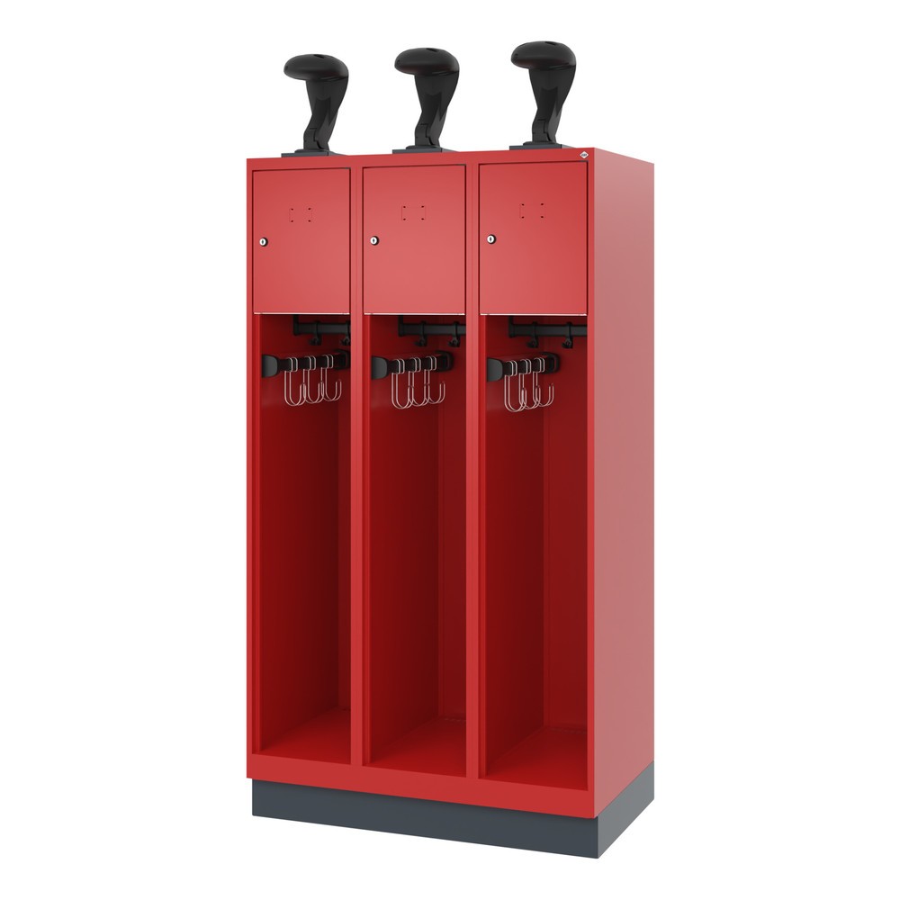 Productafbeelding nr. 5: C+P brandweerkast YOUNGSTER, sokkel, 3 compartimenten, hxbxd 1.530 x 900 x 500 mm, vuurrood, met helmhouder