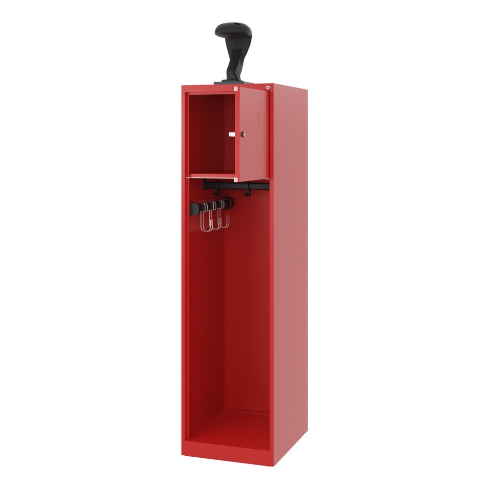 Product afbeelding: C+P brandweerkast YOUNGSTER, vloerglijders, 1 compartiment, hxbxd 1.530 x 400 x 500 mm, vuurrood, met helmhouder