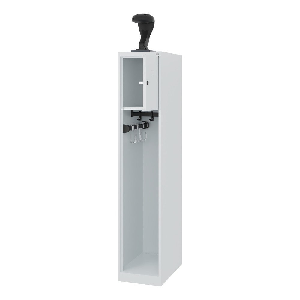 Product afbeelding: C+P brandweerkast YOUNGSTER, vloerglijders, 1 compartiment, hxbxd 1.530 x 300 x 500 mm, lichtgrijs, met helmhouder