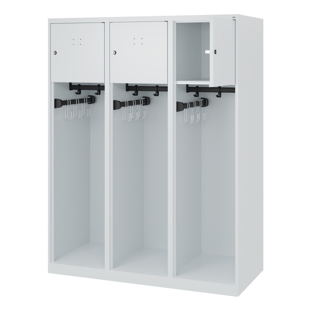 Product afbeelding: C+P brandweerkast YOUNGSTER, vloerglijders, 3 compartimenten, hxbxd 1.530 x 1.200 x 500 mm, lichtgrijs