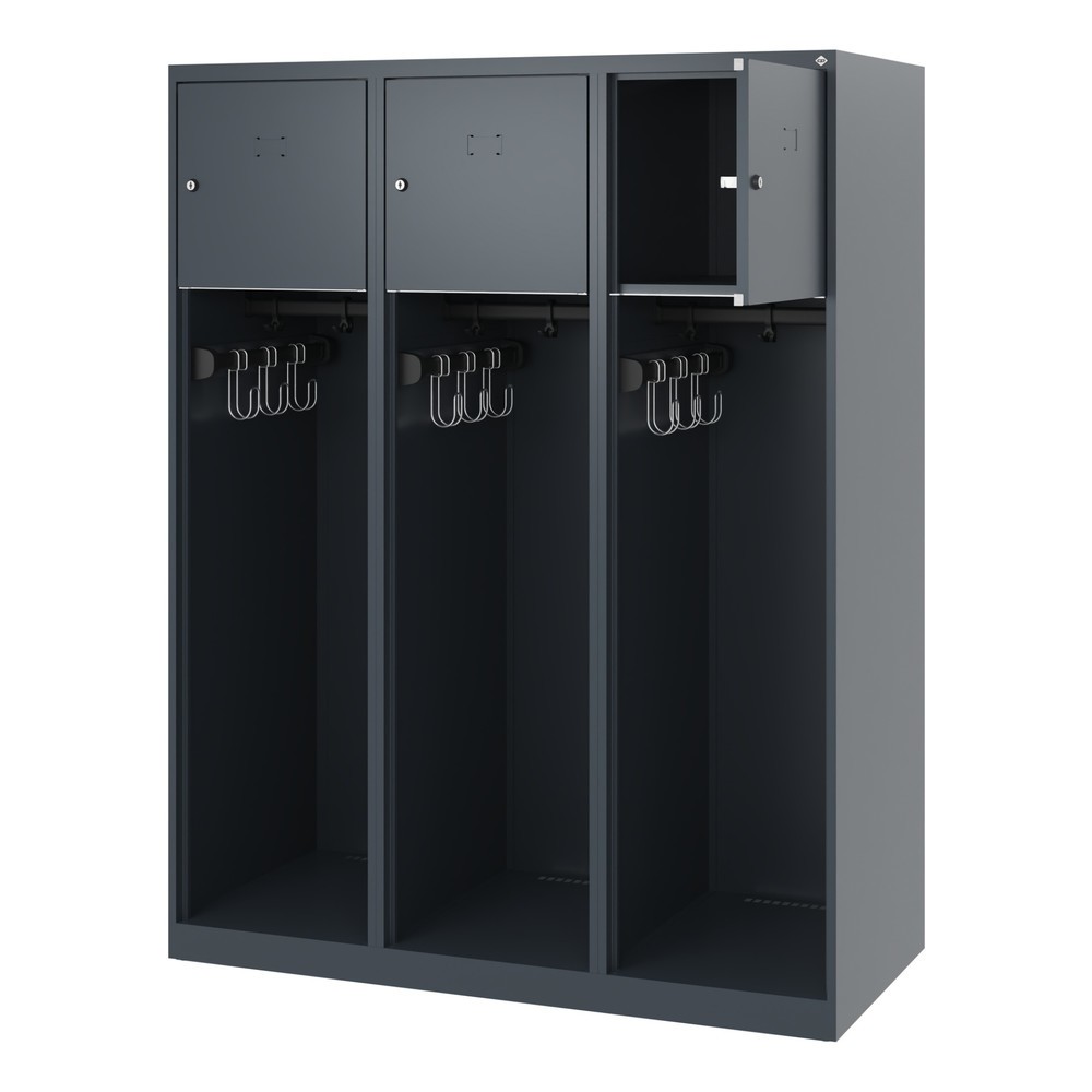 Product afbeelding: C+P brandweerkast YOUNGSTER, vloerglijders, 3 compartimenten, hxbxd 1.530 x 1.200 x 500 mm, antracietgrijs