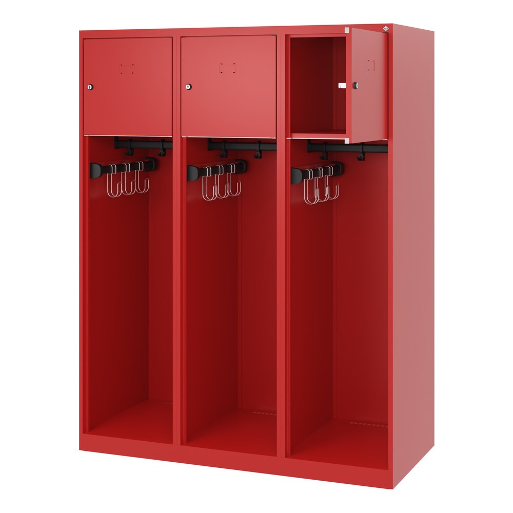 Product afbeelding: C+P brandweerkast YOUNGSTER, vloerglijders, 3 compartimenten, hxbxd 1.530 x 1.200 x 500 mm, vuurrood