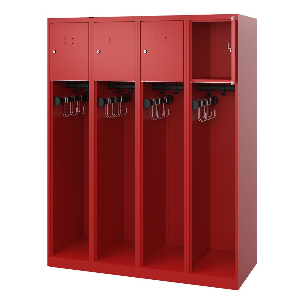 Product afbeelding: C+P brandweerkast YOUNGSTER, vloerglijders, 4 compartimenten, hxbxd 1.530 x 1.200 x 500 mm, vuurrood