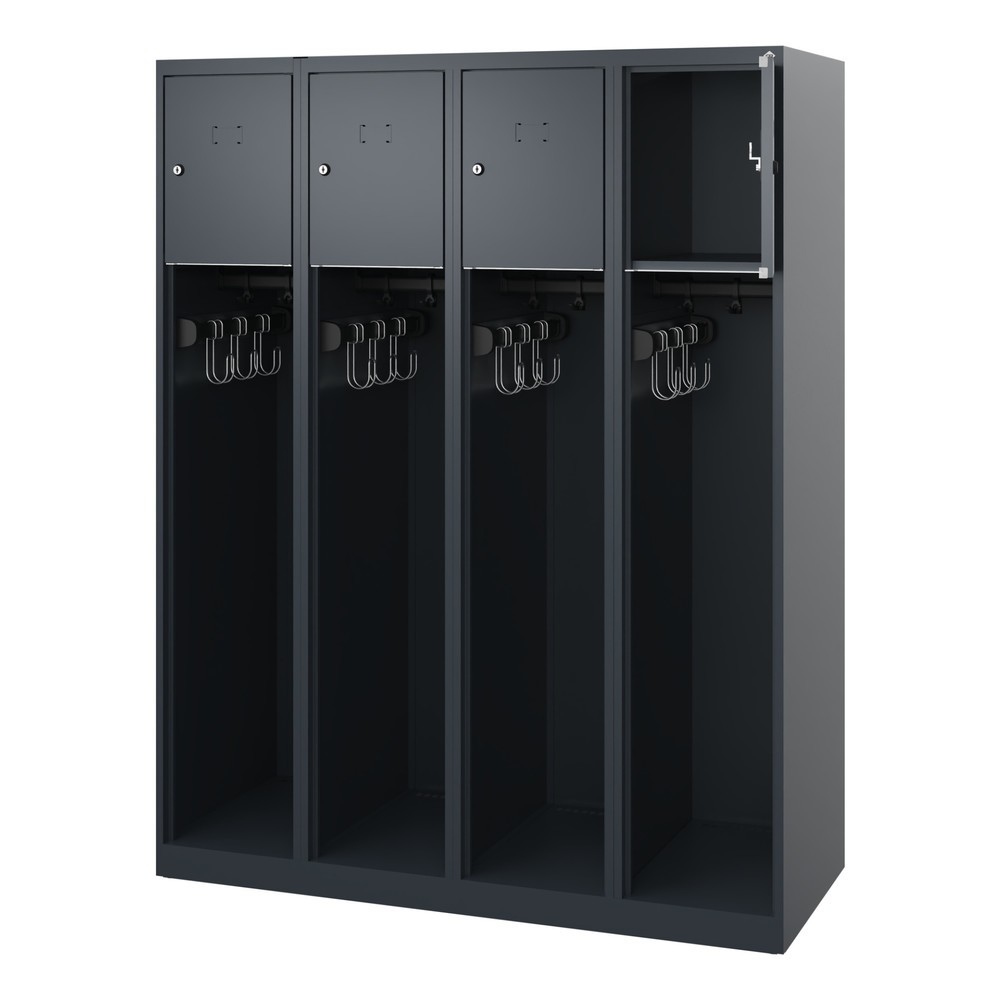 Product afbeelding: C+P brandweerkast YOUNGSTER, vloerglijders, 4 compartimenten, hxbxd 1.530 x 1.200 x 500 mm, antracietgrijs