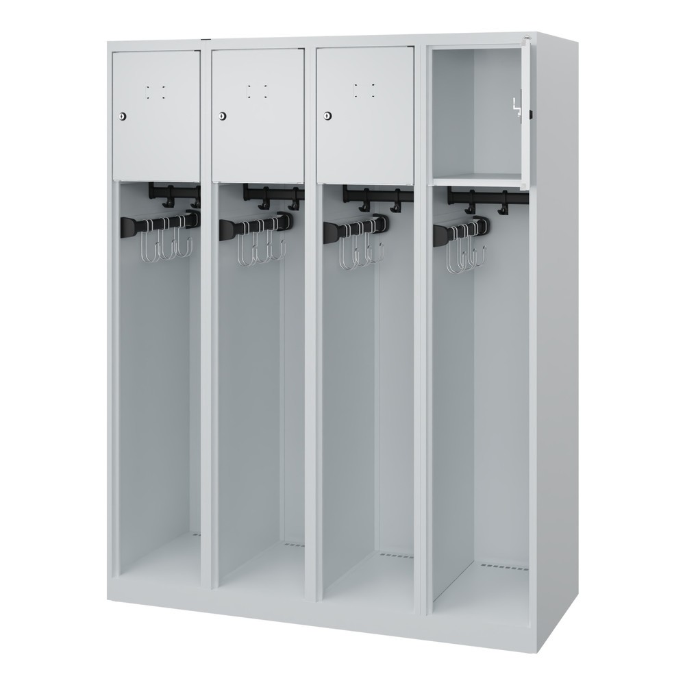 Product afbeelding: C+P brandweerkast YOUNGSTER, vloerglijders, 4 compartimenten, hxbxd 1.530 x 1.200 x 500 mm, lichtgrijs