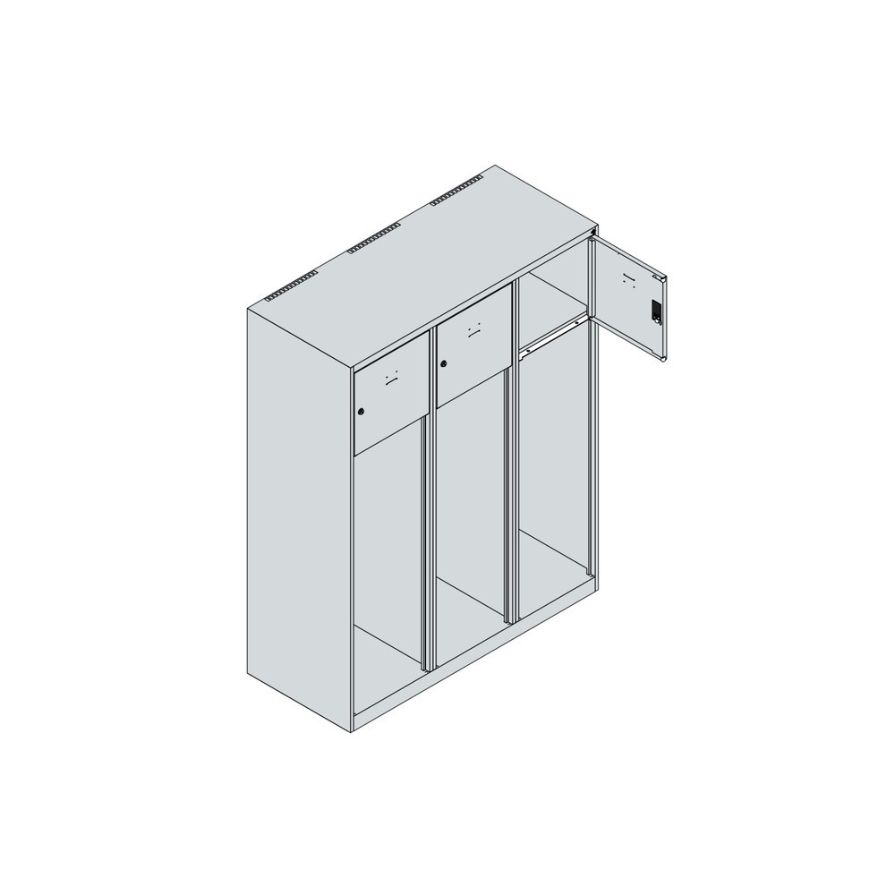 Productafbeelding nr. 4: C+P brandweerkast YOUNGSTER, sokkel, 3 compartimenten, hxbxd 1.530 x 1.200 x 500 mm, lichtgrijs, met helmhouder