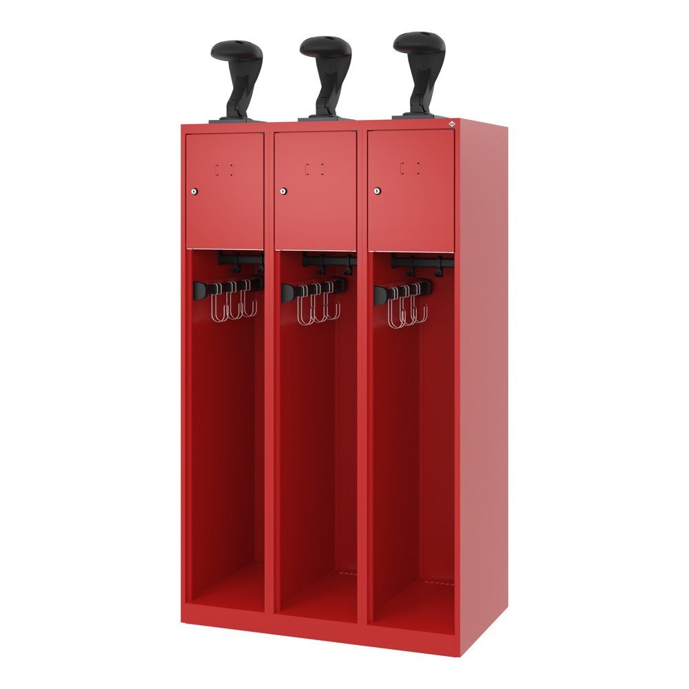 Productafbeelding nr. 5: C+P brandweerkast YOUNGSTER, vloerglijders, 3 compartimenten, hxbxd 1.530 x 900 x 500 mm, vuurrood, met helmhouder