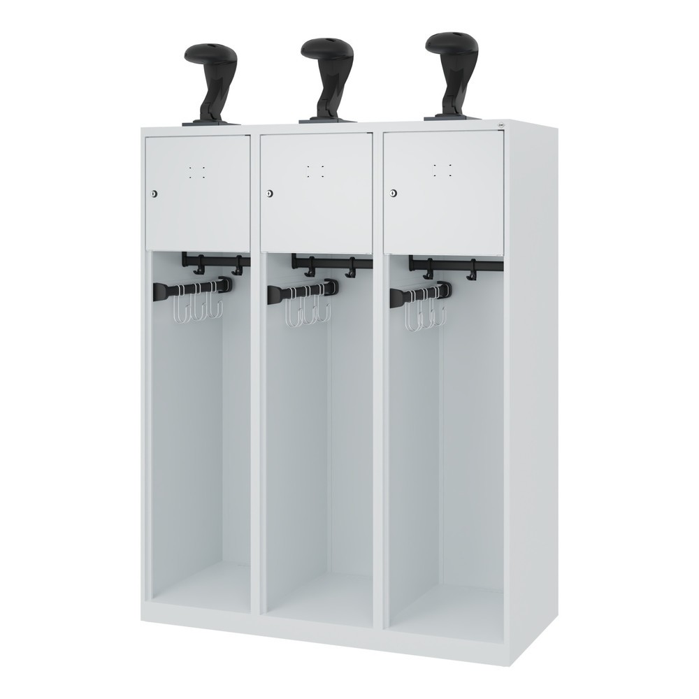 Productafbeelding nr. 5: C+P brandweerkast YOUNGSTER, vloerglijders, 3 compartimenten, hxbxd 1.530 x 1.200 x 500 mm, lichtgrijs, met helmhouder